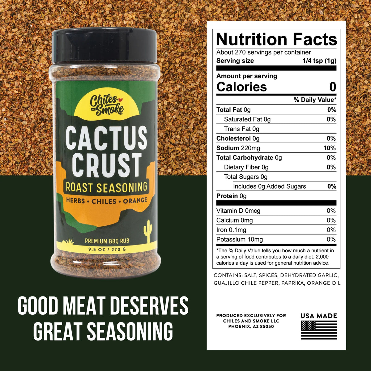Chiles and Smoke Cactus Crust Seasoning nutrition facts and ingredients