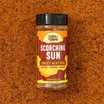 Chiles and Smoke Scorching Sun Sweet Heat Rub bottle